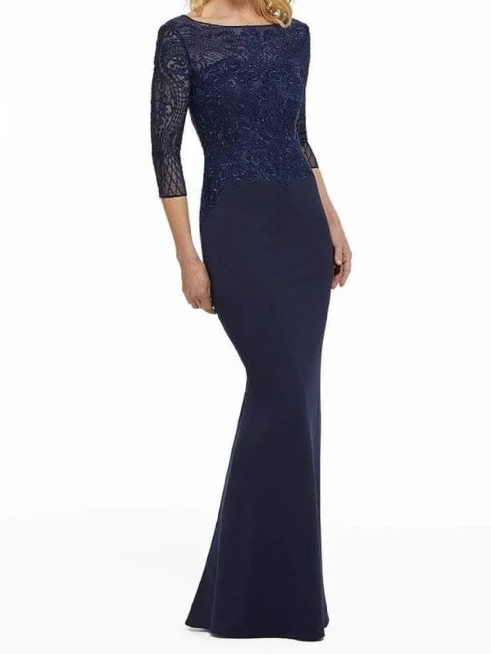 SALE NWT MGNY By Mori Lee 72020SC Jersey Mother of the Bride Dress Navy size 4